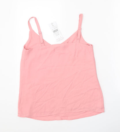 F&F Womens Pink Polyester Basic Tank Size 6 V-Neck