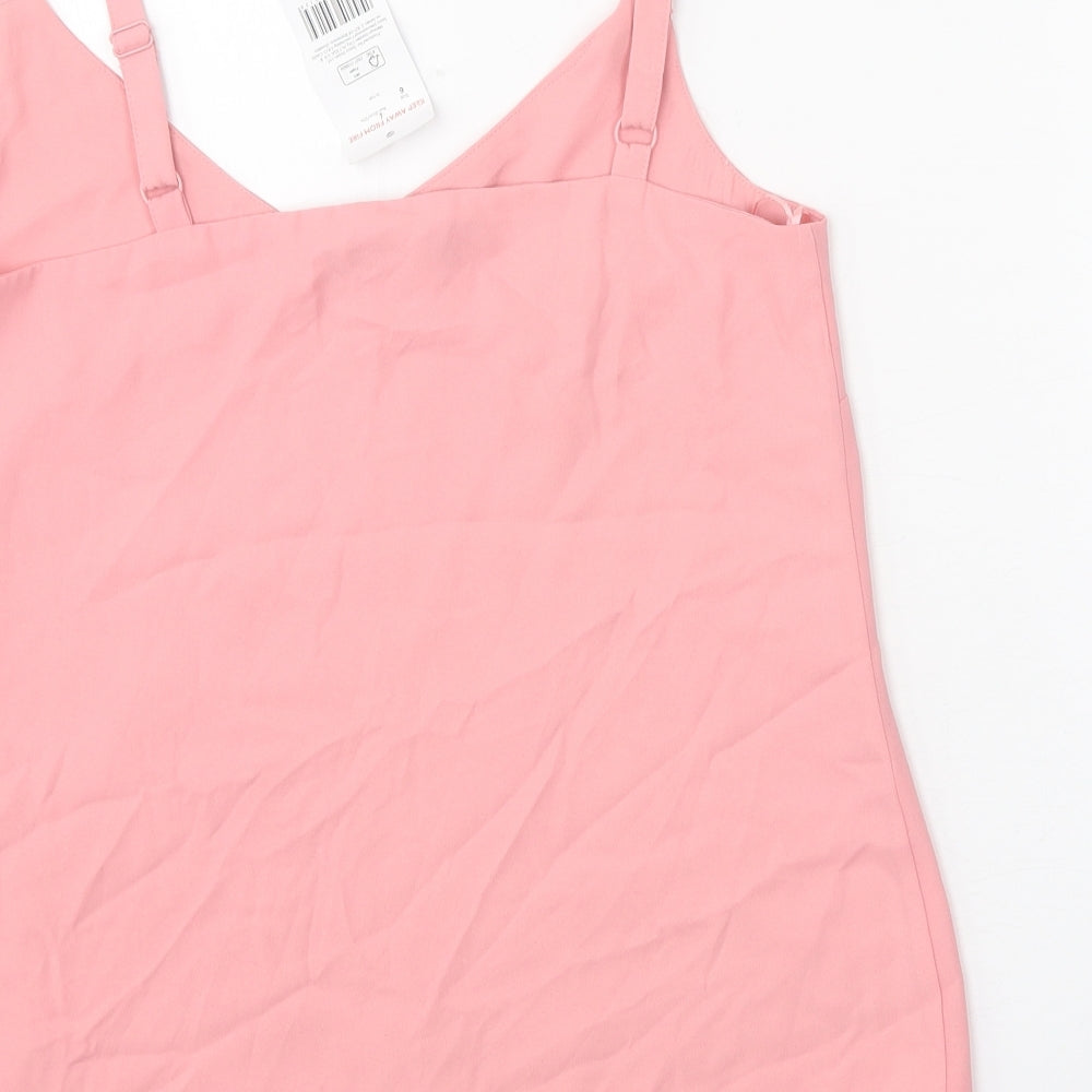 F&F Womens Pink Polyester Basic Tank Size 6 V-Neck