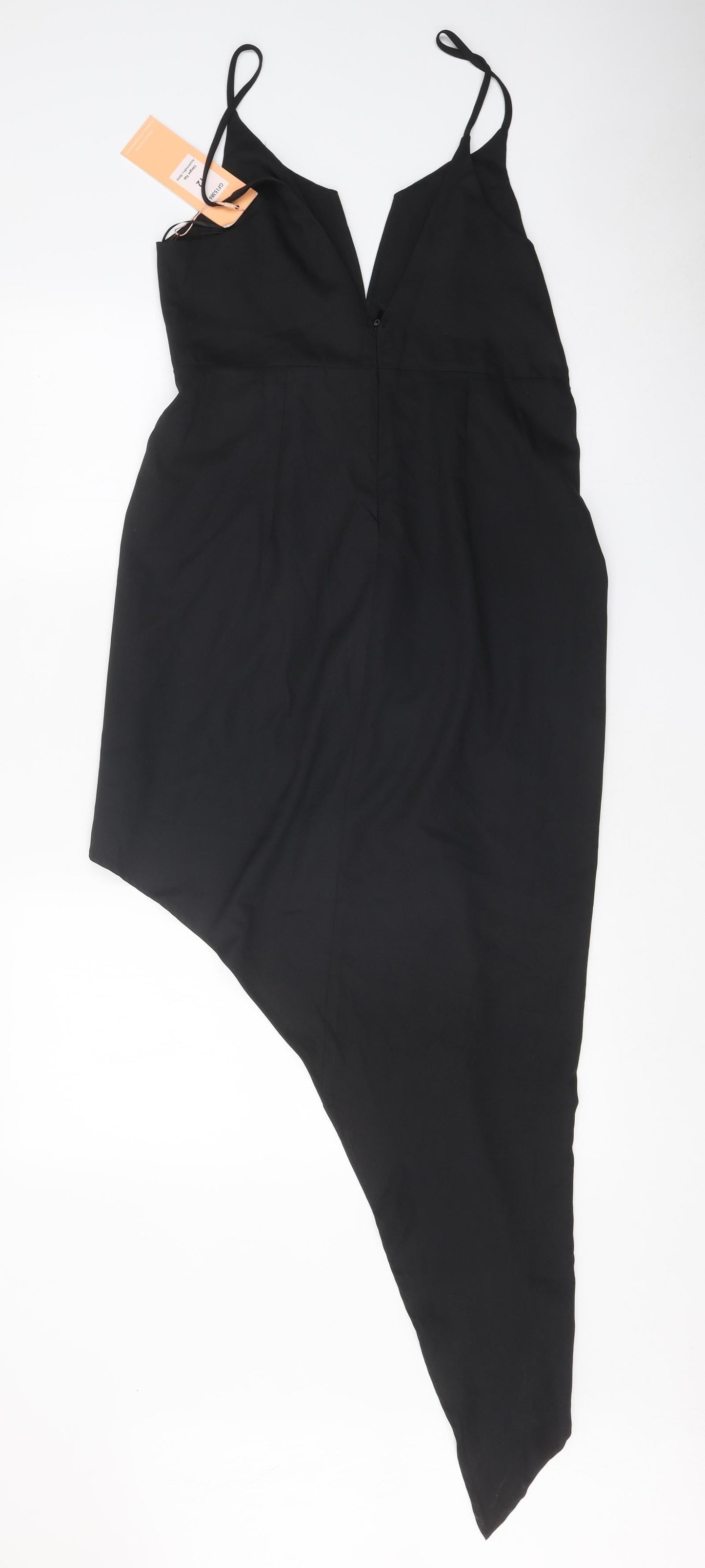 Ginger Fizz Womens Black Polyester Slip Dress Size 12 V-Neck Zip