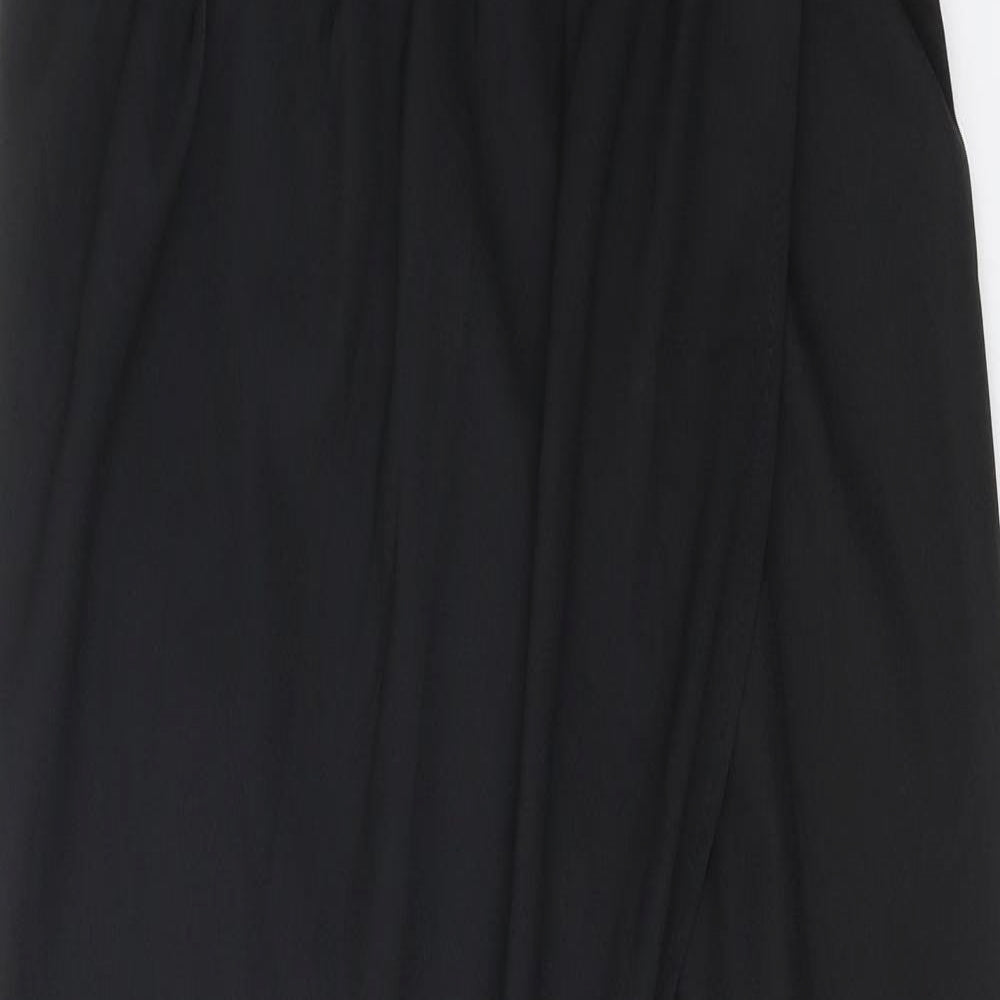 Ginger Fizz Womens Black Polyester Slip Dress Size 12 V-Neck Zip