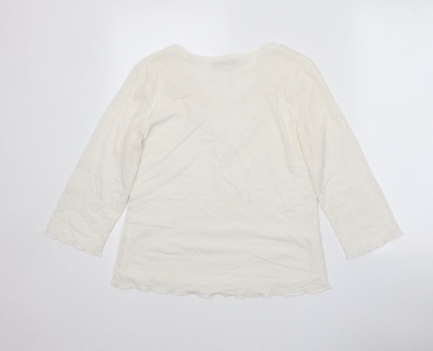 Dolly Womens White Polyester Basic T-Shirt Size M Round Neck