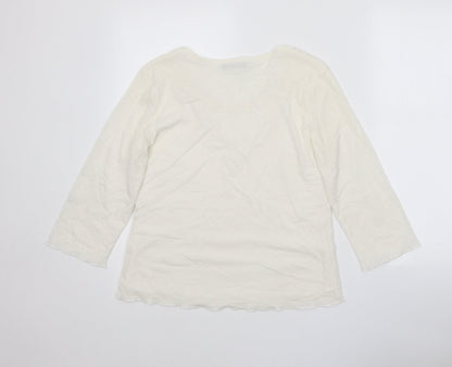 Dolly Womens White Polyester Basic T-Shirt Size M Round Neck