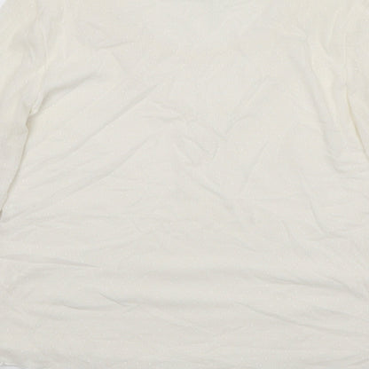 Dolly Womens White Polyester Basic T-Shirt Size M Round Neck