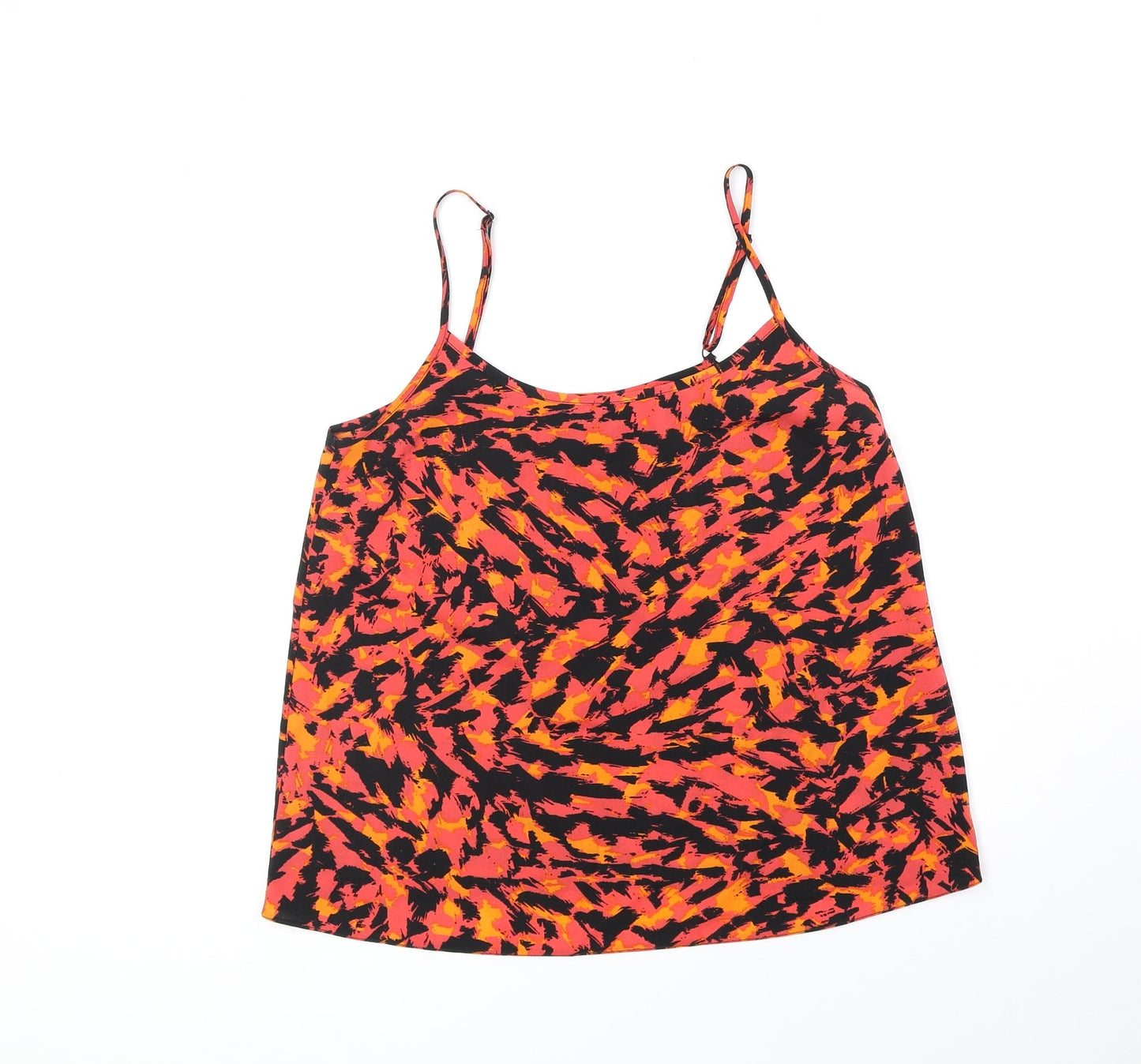 Miss Selfridge Womens Orange Geometric Polyester Camisole Tank Size 8 Scoop Neck