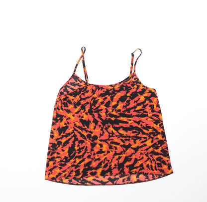 Miss Selfridge Womens Orange Geometric Polyester Camisole Tank Size 8 Scoop Neck