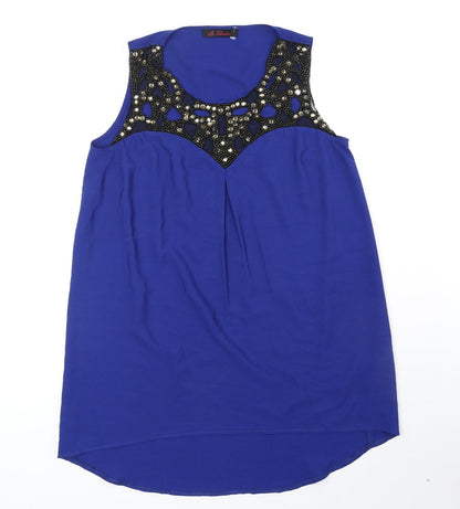 Womens UK Size 14 So Fabulous Blue Basic Blouse