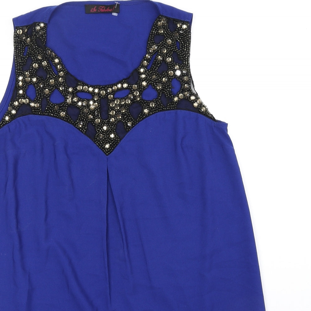 Womens UK Size 14 So Fabulous Blue Basic Blouse