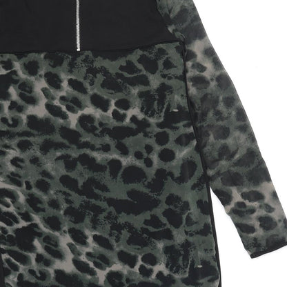 Religion Womens Green Animal Print Polyester Shift Size 10 Boat Neck Pullover - Leopard Print