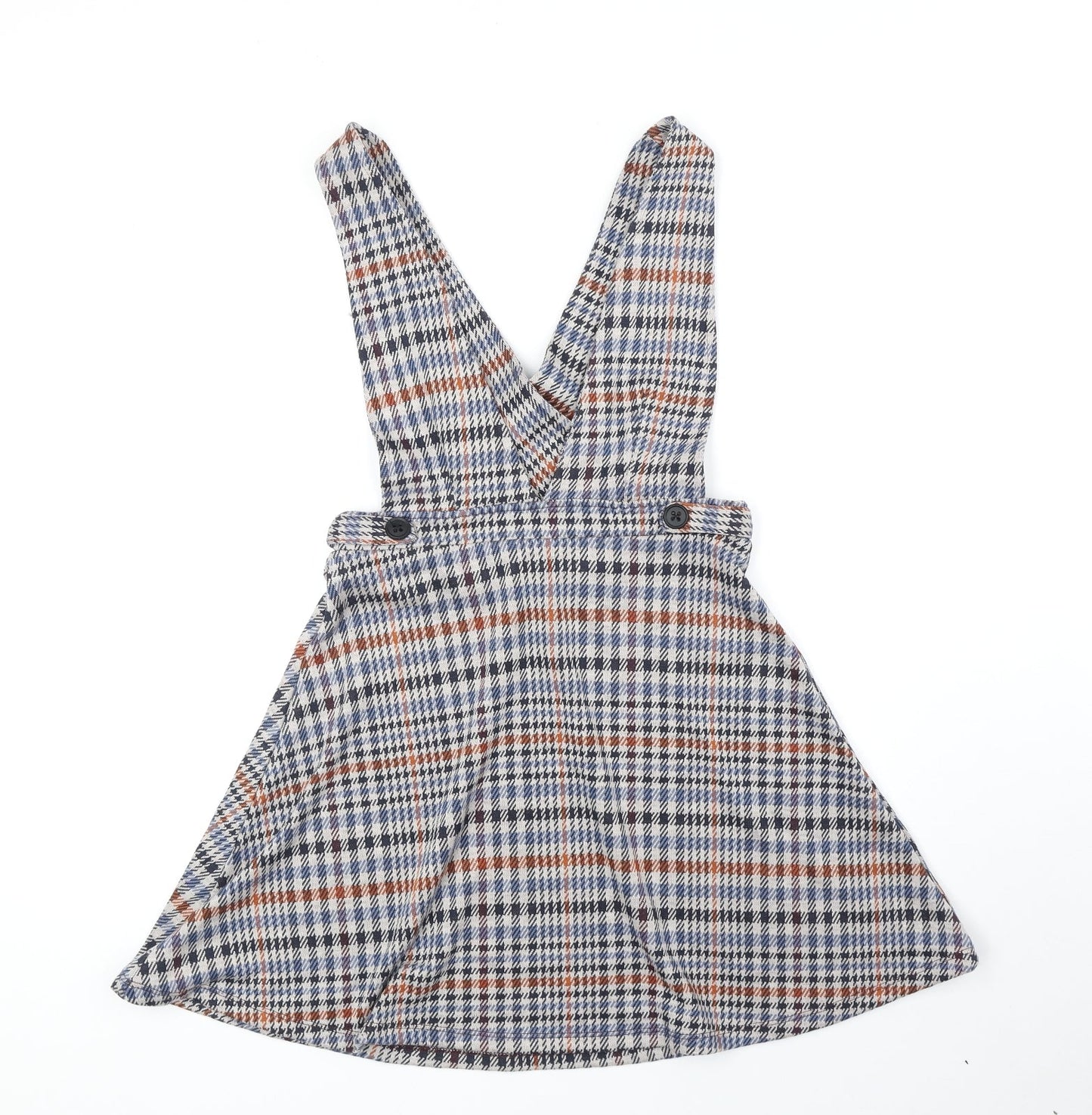 Red Herring Womens Multicoloured Geometric Polyester Pinafore/Dungaree Dress Size 8 V-Neck Button
