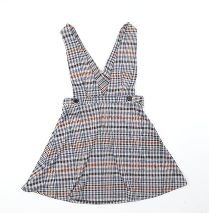 Red Herring Womens Multicoloured Geometric Polyester Pinafore/Dungaree Dress Size 8 V-Neck Button