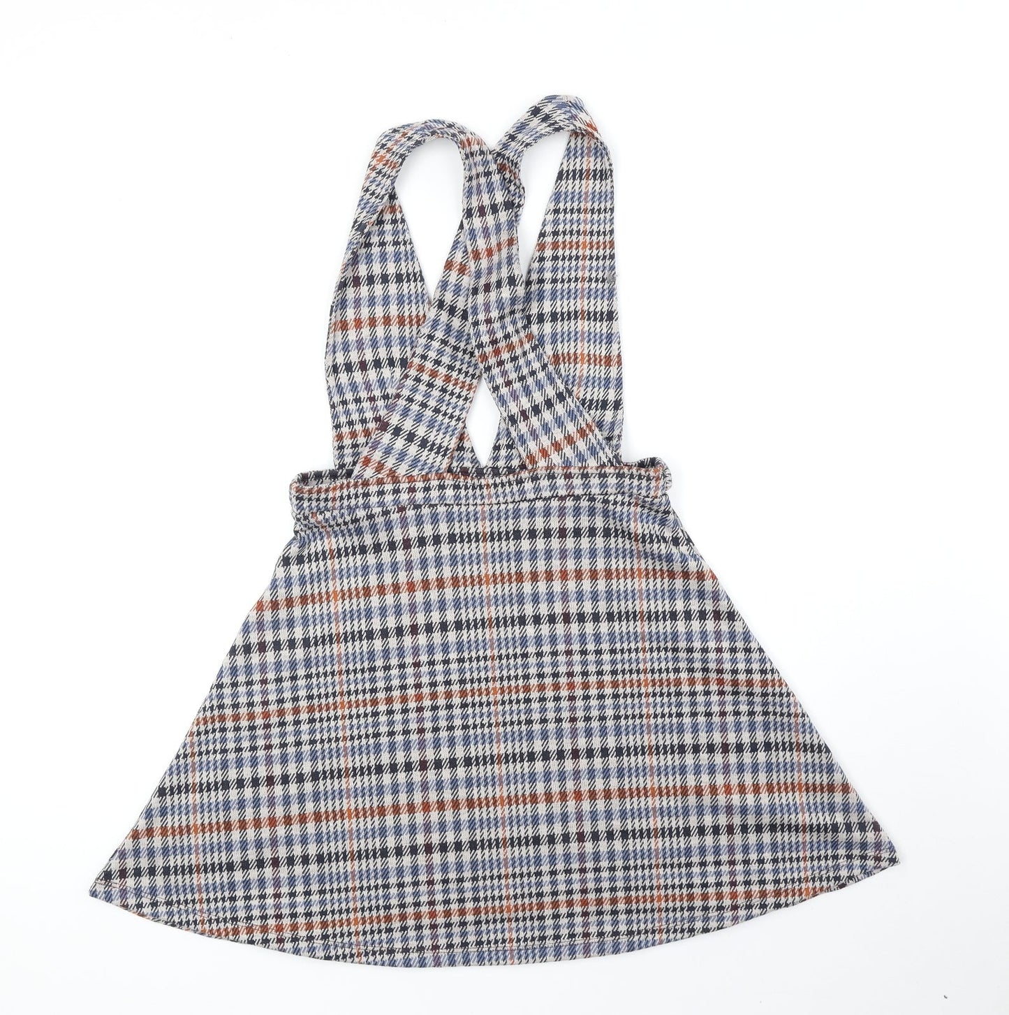 Red Herring Womens Multicoloured Geometric Polyester Pinafore/Dungaree Dress Size 8 V-Neck Button