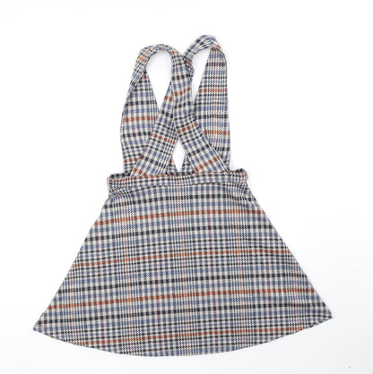 Red Herring Womens Multicoloured Geometric Polyester Pinafore/Dungaree Dress Size 8 V-Neck Button