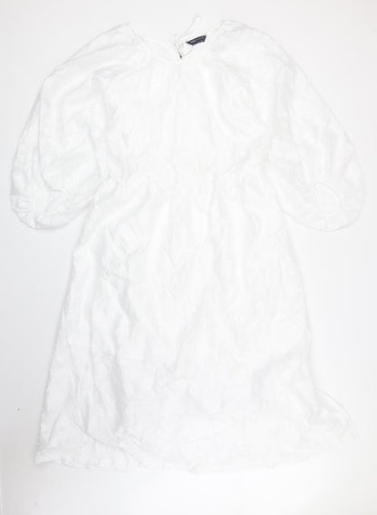 Marks and Spencer Womens White Polyester A-Line Size 18 Boat Neck Pullover