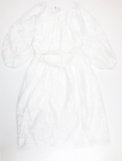 Marks and Spencer Womens White Polyester A-Line Size 18 Boat Neck Pullover