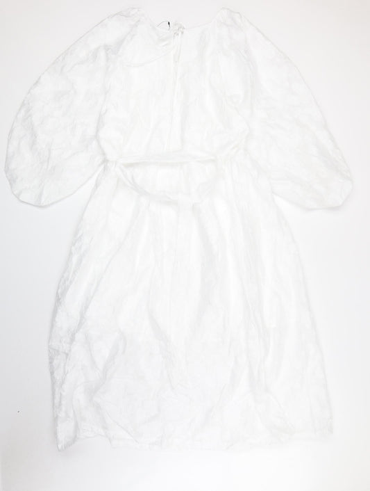 Marks and Spencer Womens White Polyester A-Line Size 18 Boat Neck Pullover
