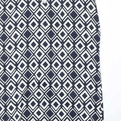 Marks and Womens Blue Geometric Polyester Basic Tank Size 6 V-Neck
