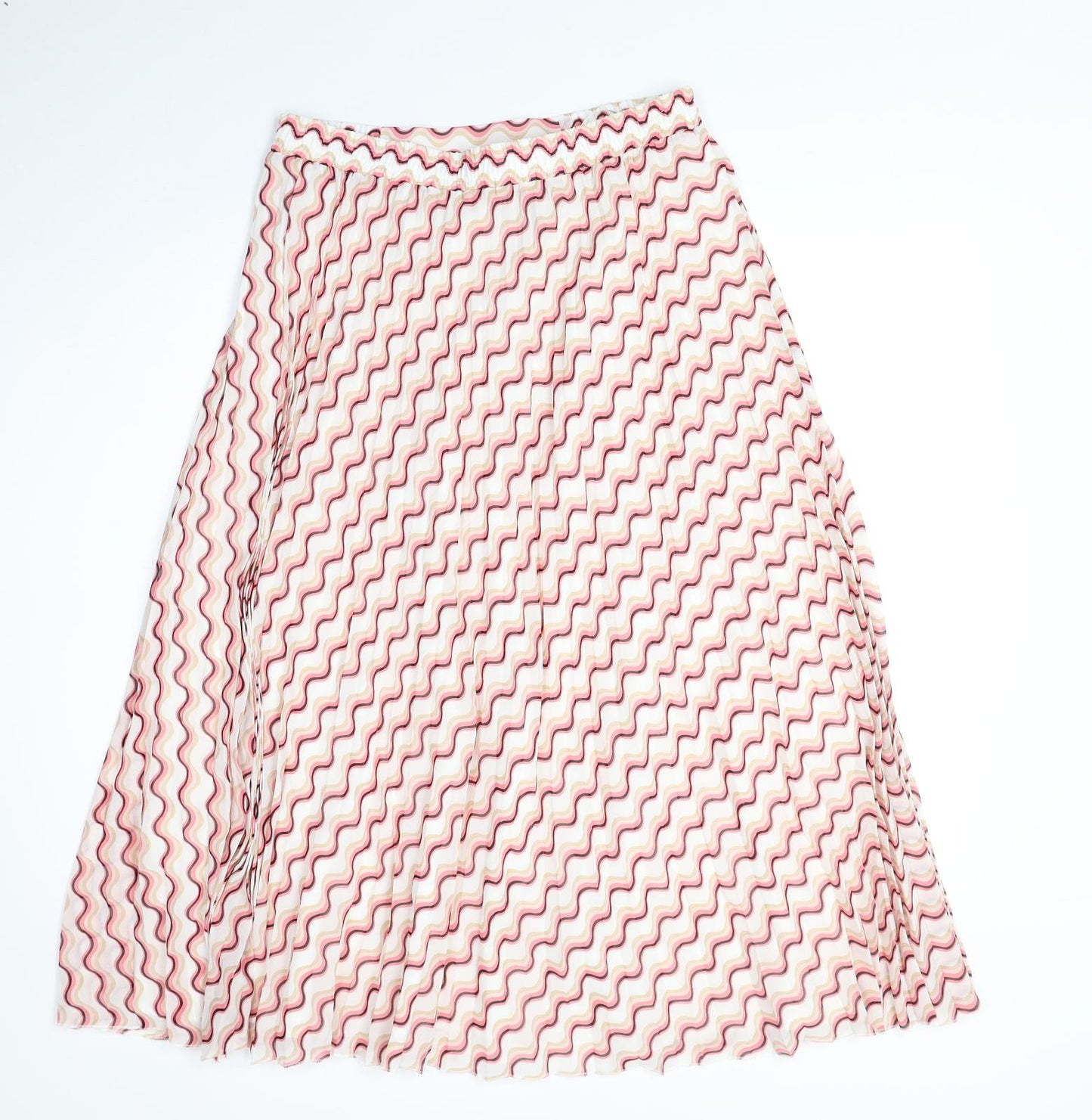Marks and Spencer Womens Pink Geometric Polyester Swing Skirt Size 14