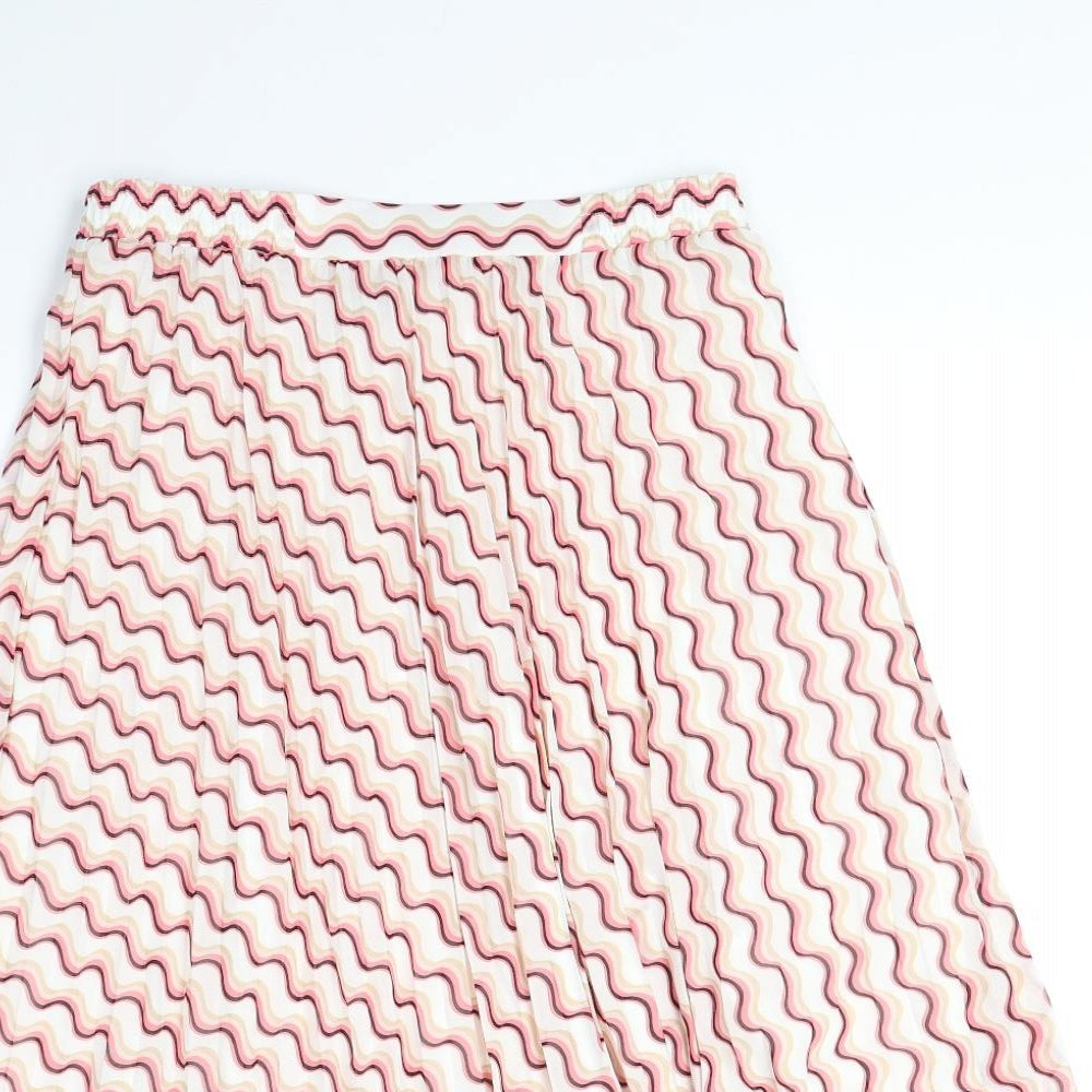 Marks and Spencer Womens Pink Geometric Polyester Swing Skirt Size 14