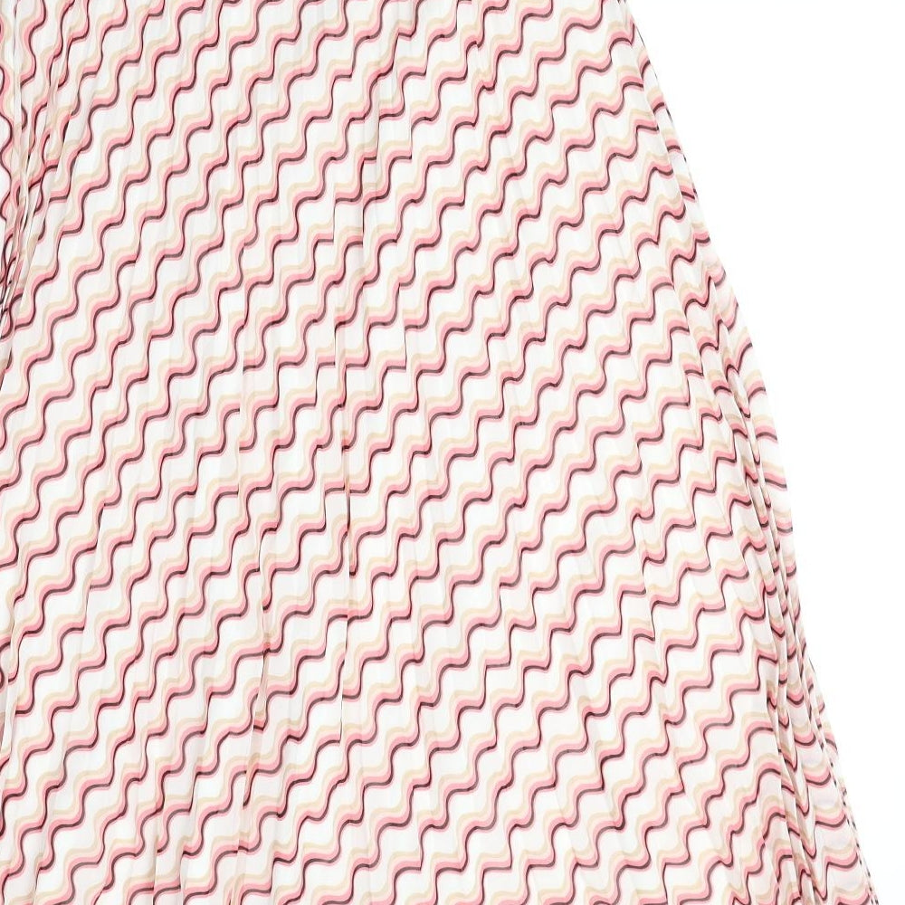 Marks and Spencer Womens Pink Geometric Polyester Swing Skirt Size 14