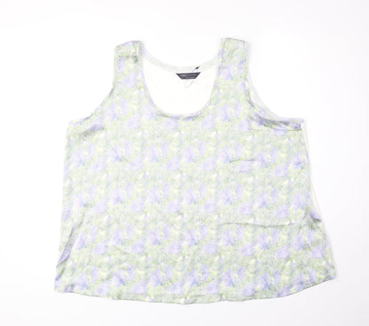 Marks and Spencer Womens Multicoloured Geometric Polyester Basic Tank Size 18 Round Neck