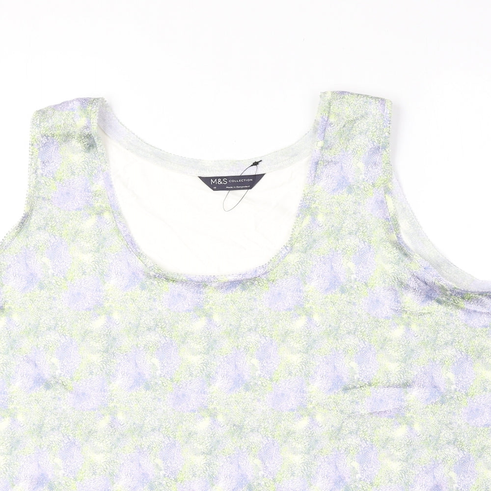 Marks and Spencer Womens Multicoloured Geometric Polyester Basic Tank Size 18 Round Neck
