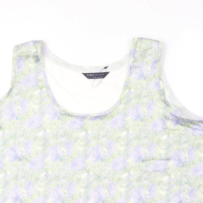 Marks and Spencer Womens Multicoloured Geometric Polyester Basic Tank Size 18 Round Neck