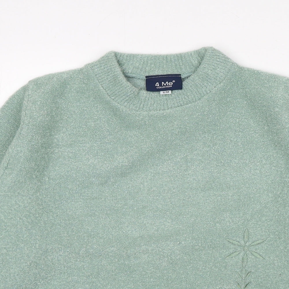 4 Me Womens Green Round Neck Acrylic Pullover Jumper Size S