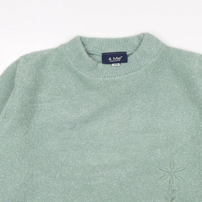 4 Me Womens Green Round Neck Acrylic Pullover Jumper Size S