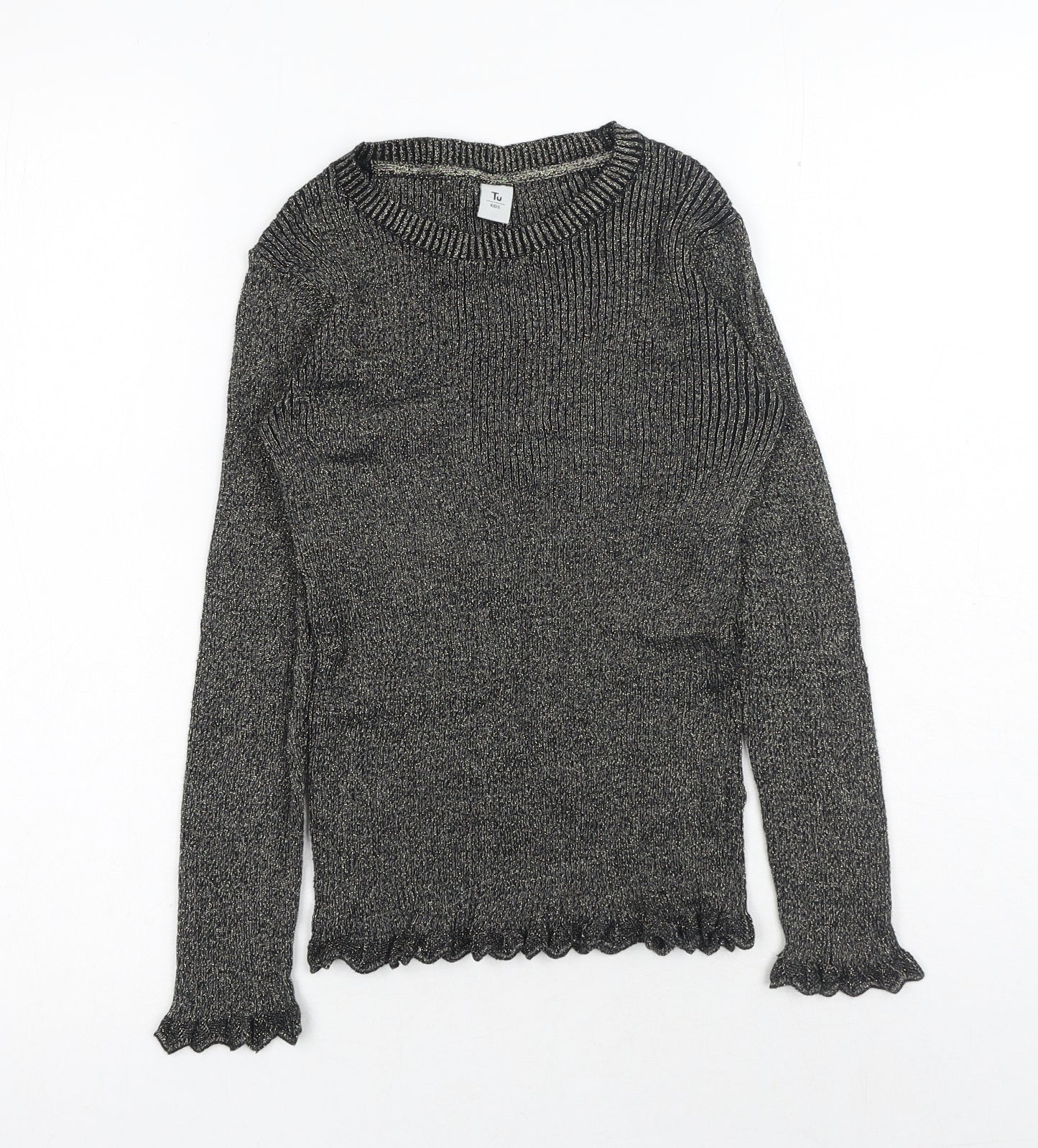 TU Womens Gold Round Neck Cotton Pullover Jumper Size 10