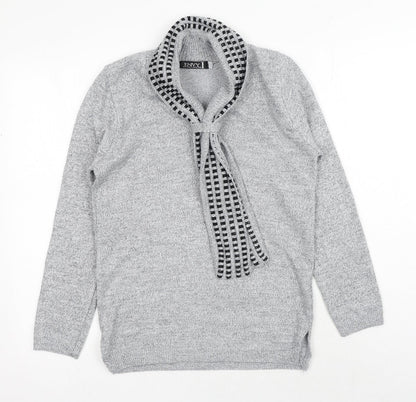 Envy Womens Grey Round Neck Acrylic Pullover Jumper Size S