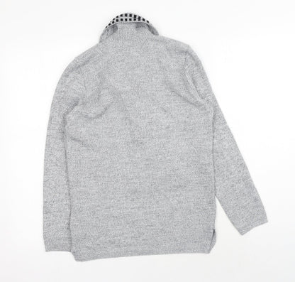 Envy Womens Grey Round Neck Acrylic Pullover Jumper Size S