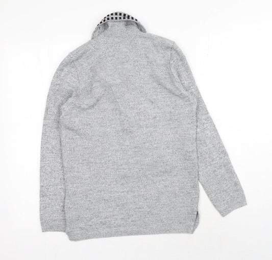 Envy Womens Grey Round Neck Acrylic Pullover Jumper Size S