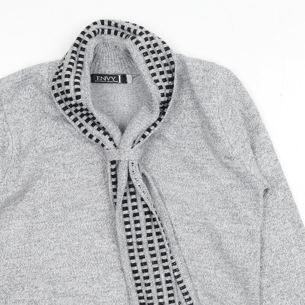 Envy Womens Grey Round Neck Acrylic Pullover Jumper Size S