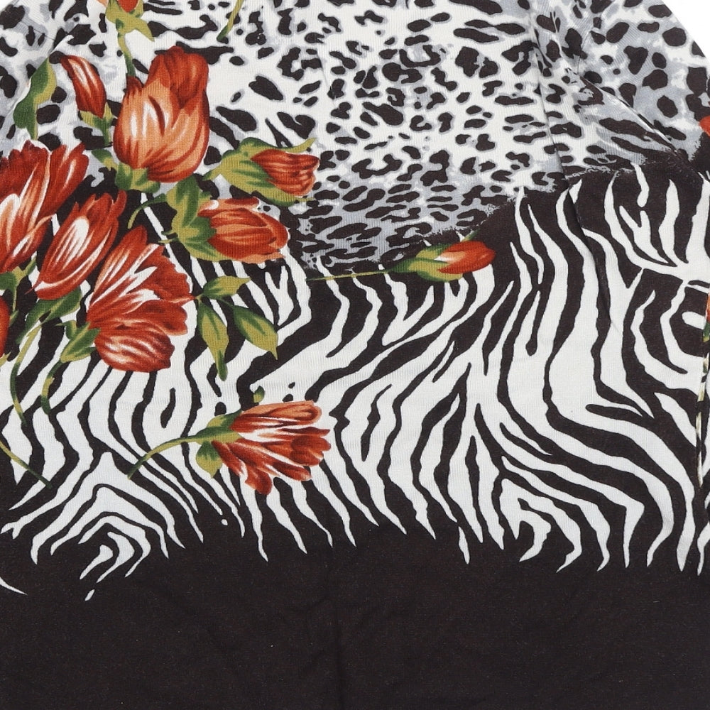 Ann Marie Womens Brown Animal Print Viscose Basic T-Shirt Size S Round Neck - Leopard Print Tiger Print