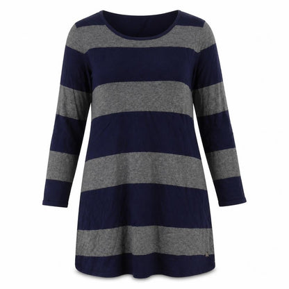 Intown Womens Blue Striped Cotton Jumper Dress Size M Round Neck Pullover