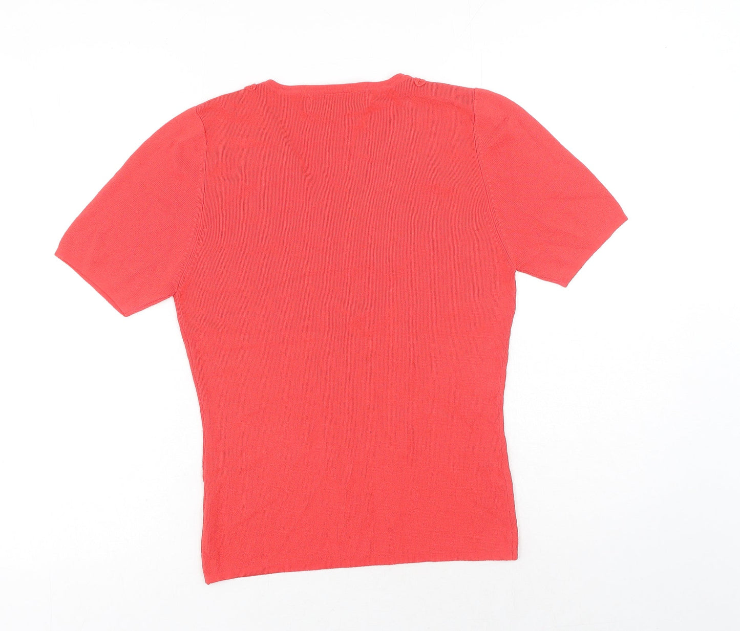 Womens UK Size 10 Pure & Natural Red Basic T-Shirt