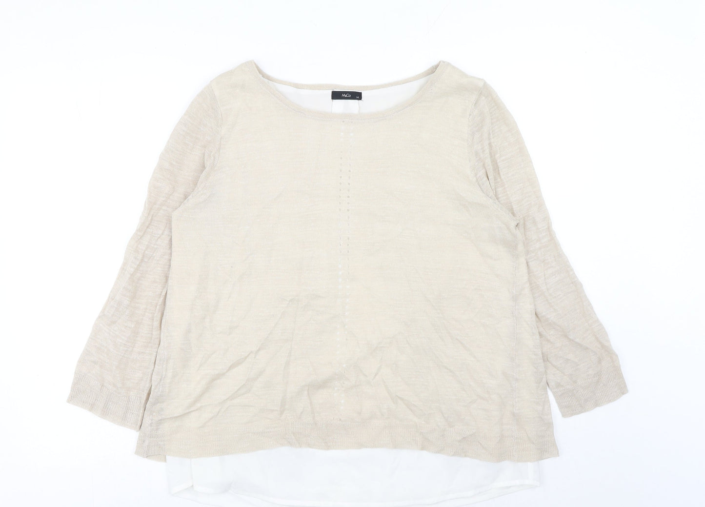 Womens UK Size 14 M&Co Beige Pullover Jumper