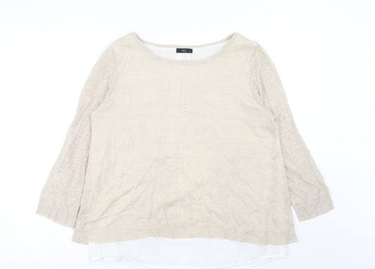 Womens UK Size 14 M&Co Beige Pullover Jumper
