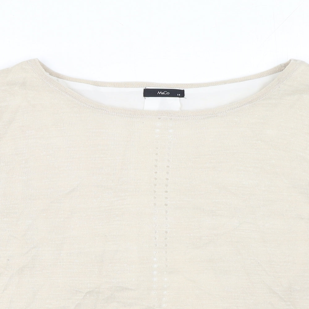 Womens UK Size 14 M&Co Beige Pullover Jumper