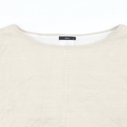 Womens UK Size 14 M&Co Beige Pullover Jumper