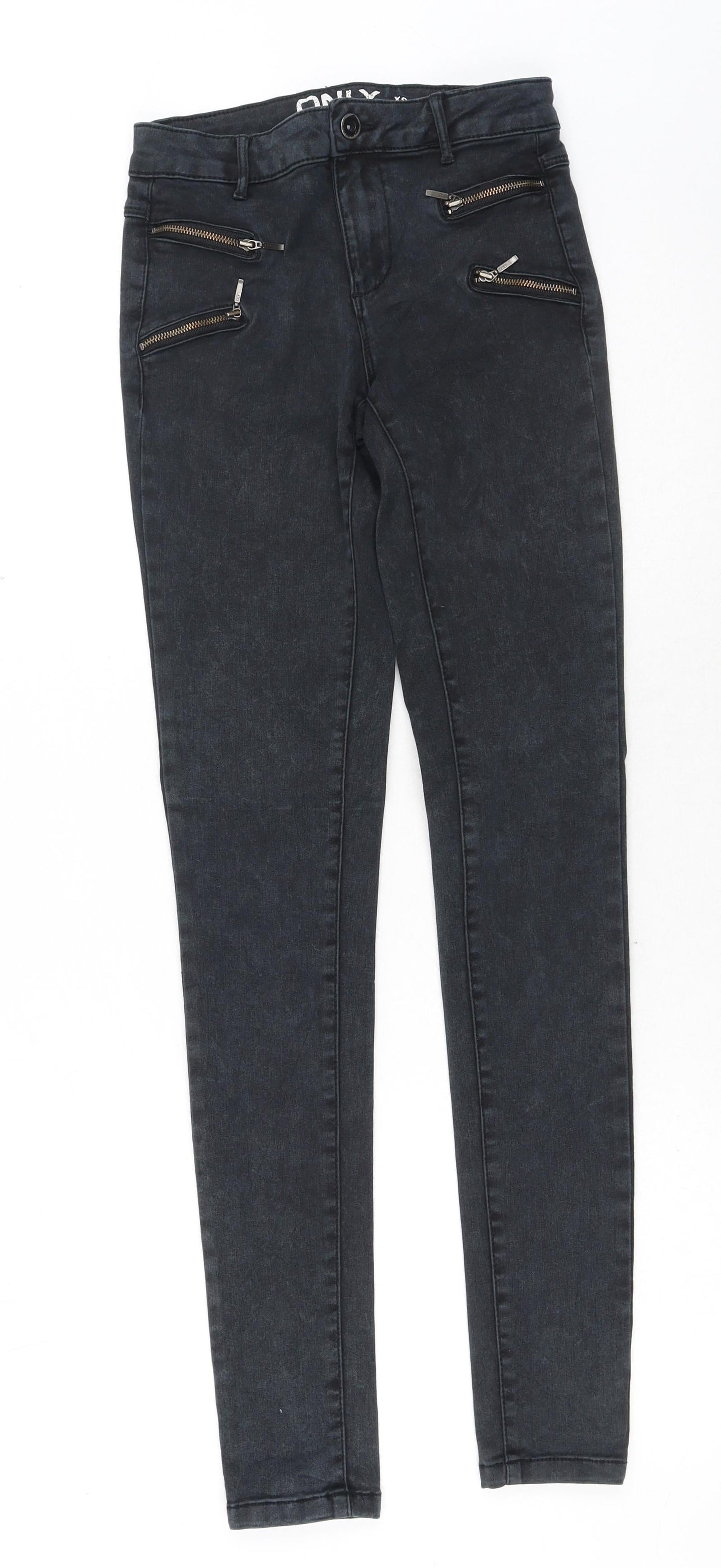 Only Womens Grey Cotton Skinny Jeans Size XS Regular Button