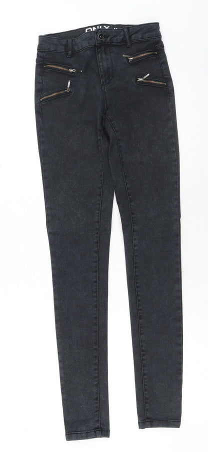 Only Womens Grey Cotton Skinny Jeans Size XS Regular Button