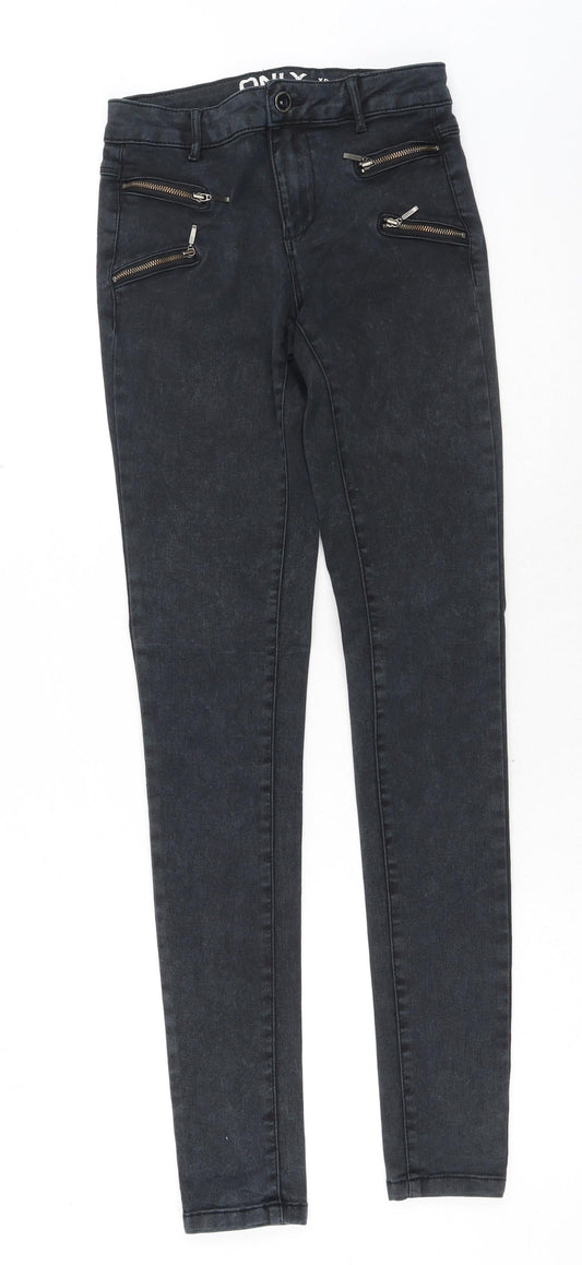 Only Womens Grey Cotton Skinny Jeans Size XS Regular Button