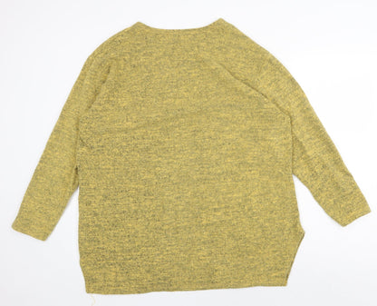 Nur Big Size Womens Yellow Round Neck Acrylic Pullover Jumper Size XL