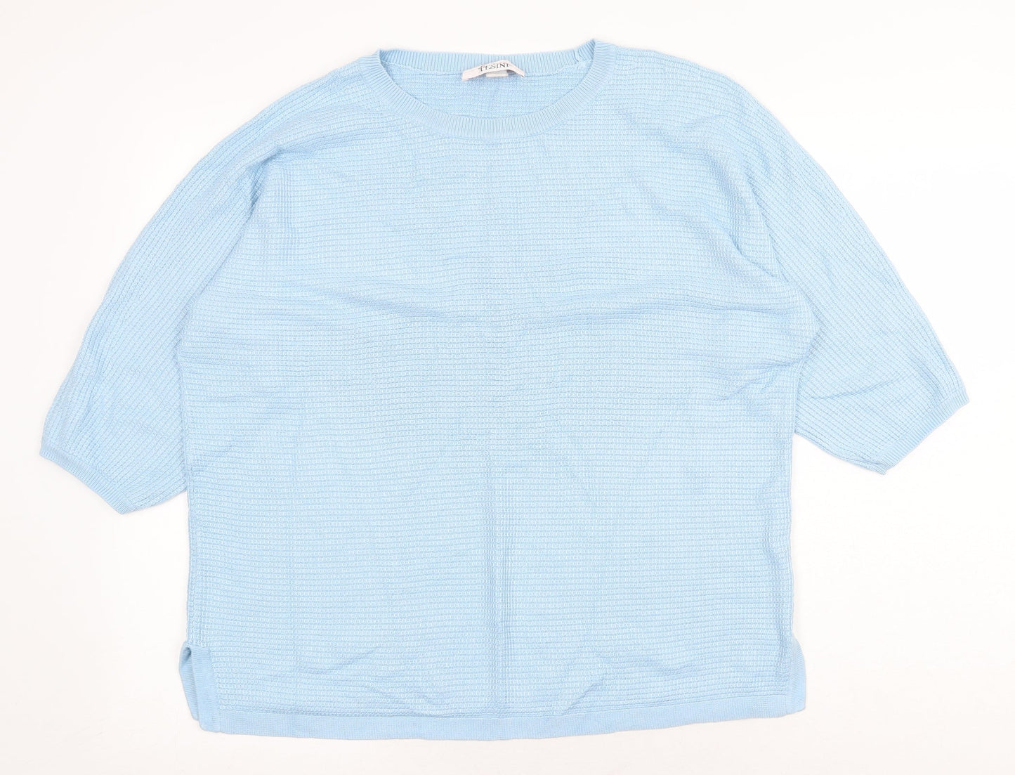 Linea Tesini Womens Blue Round Neck Acrylic Pullover Jumper Size L