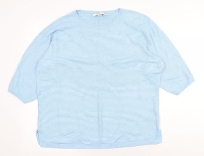 Linea Tesini Womens Blue Round Neck Acrylic Pullover Jumper Size L