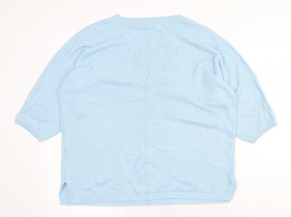 Linea Tesini Womens Blue Round Neck Acrylic Pullover Jumper Size L