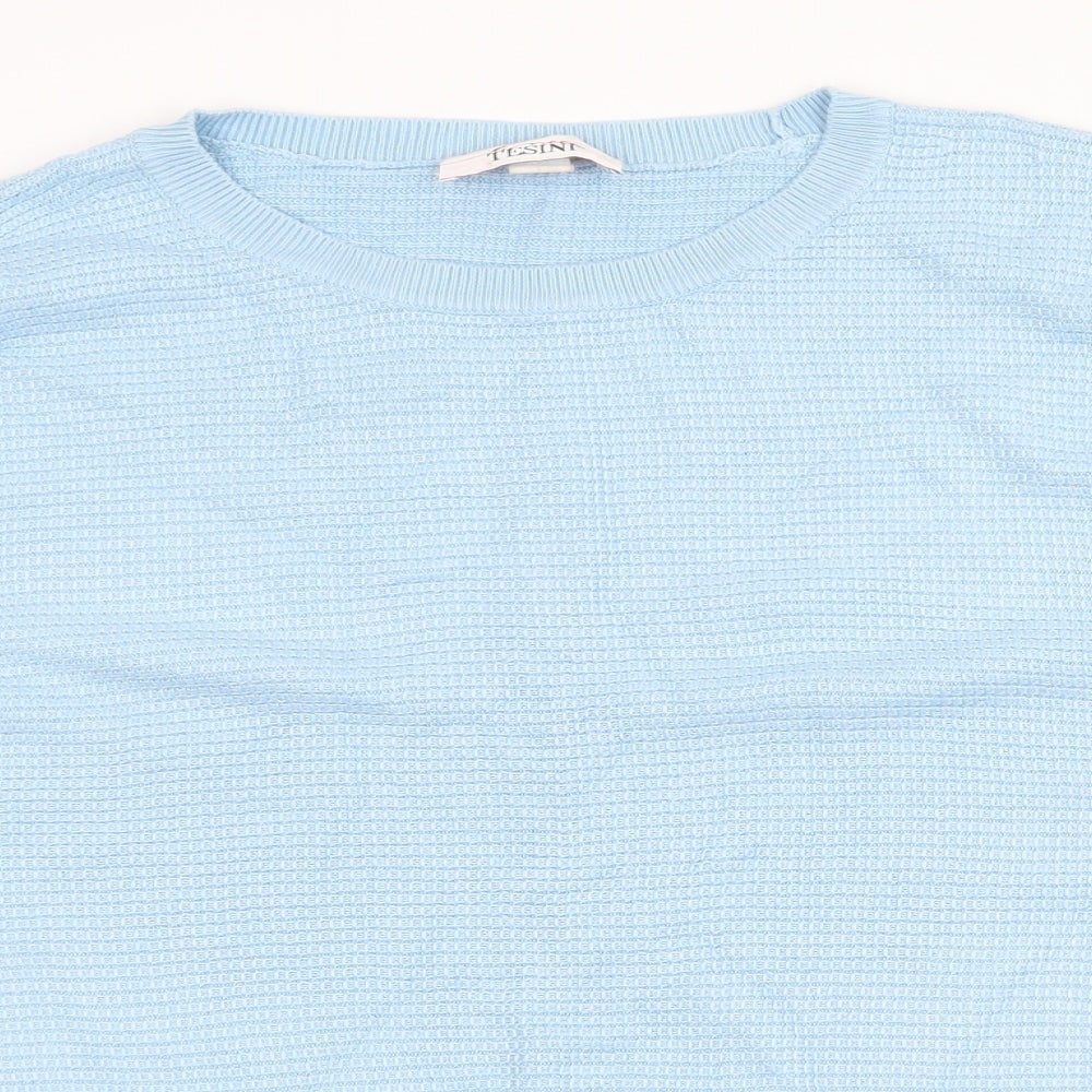 Linea Tesini Womens Blue Round Neck Acrylic Pullover Jumper Size L