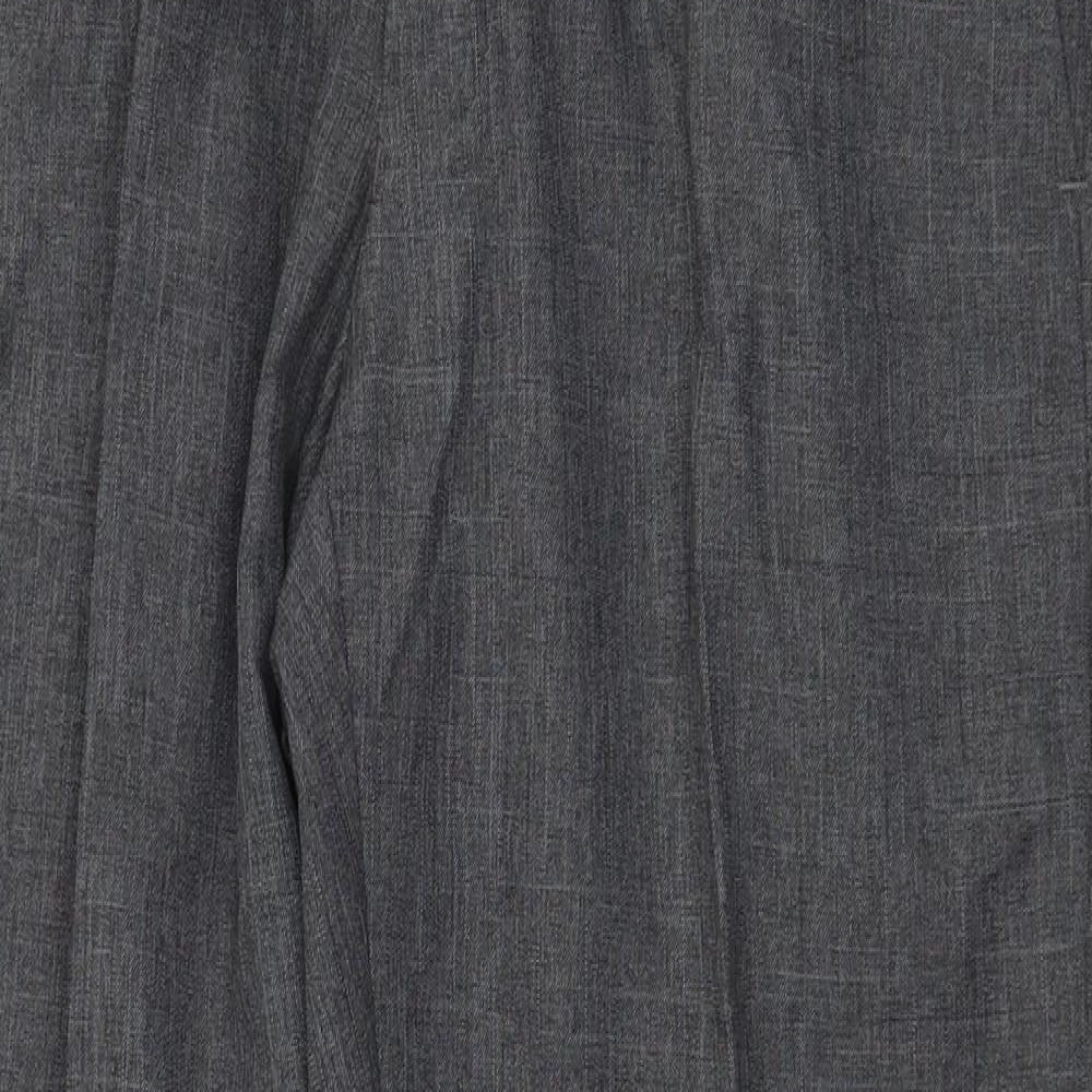Marks and Spencer Mens Grey Polyester Trousers Size 34 in Regular Zip