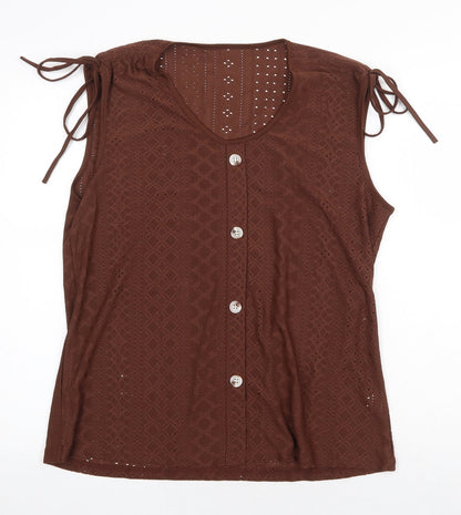 Womens UK Size XL Preworn Brown Basic Tank